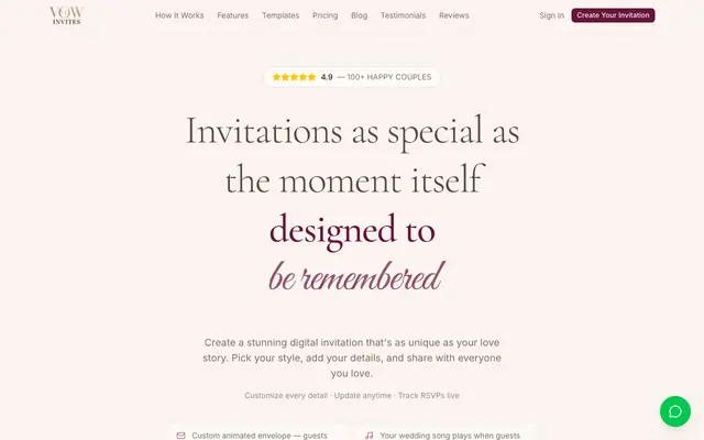Screenshot of Vow Invites — Beautiful Digital Invitations