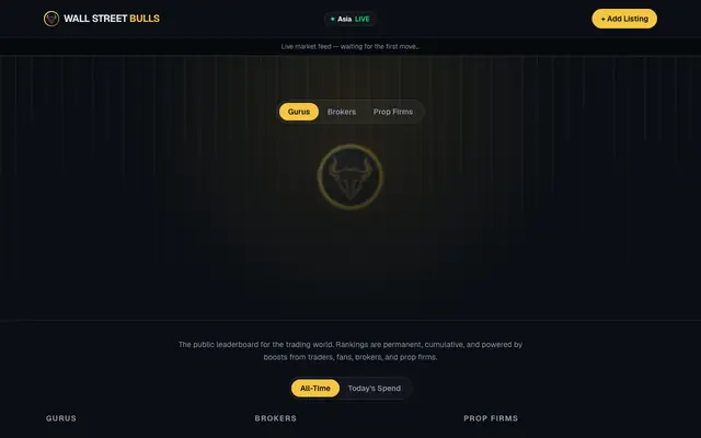 Screenshot of Wall Street Bulls — Pay-to-Rank Trading Leaderboard