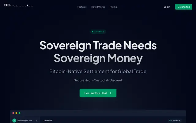 Screenshot of Bitcoin Escrow for Global Trade | Tetrapolar