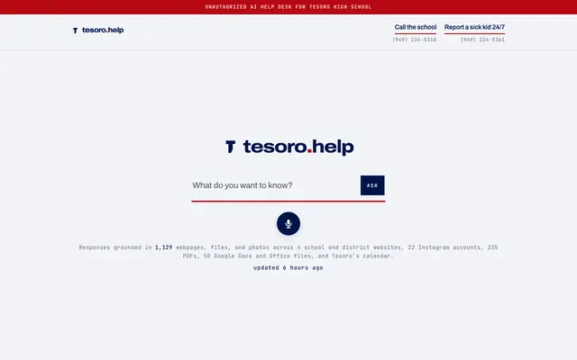 Screenshot of tesoro.help
