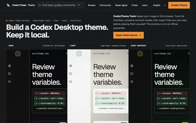 Screenshot of Free Codex Theme Builder for Desktop | CodexTheme Tools