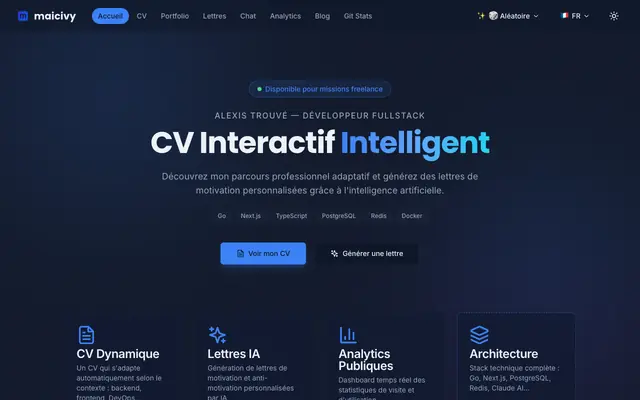 Screenshot of maicivy - CV Interactif Intelligent