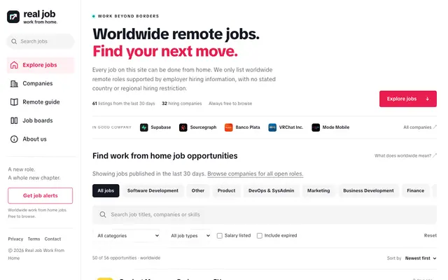 Screenshot of Real Job Work From Home | Worldwide Jobs Without Borders