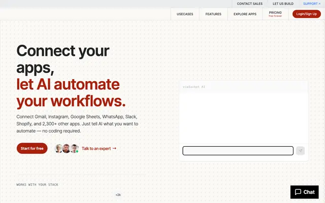 Screenshot of AI Workflow Automation Tool | viaSocket