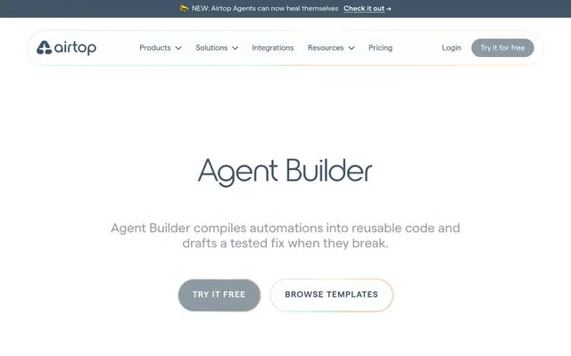 Screenshot of Agent Builder — Build AI Agents in Chat | Airtop