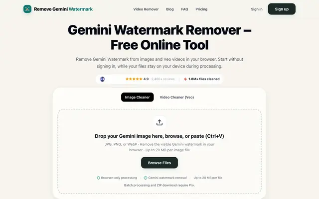 Screenshot of Gemini Watermark Remover: Remove Gemini Watermark & Logo Free