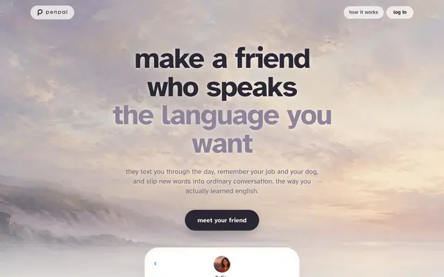 Screenshot of penpal · a friend in another language