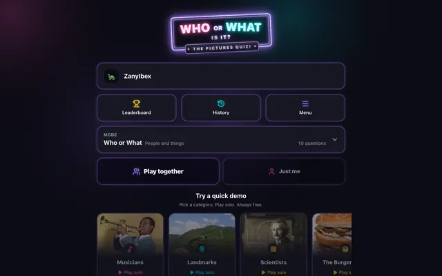 Screenshot of Who or What is it?