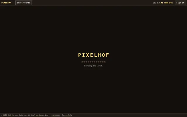Screenshot of Buy a piece of a pixel-art map · Pixelhof