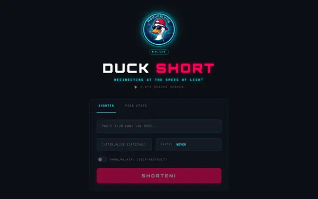 Screenshot of DuckShort