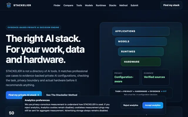 Screenshot of Private AI Stack Finder — STACKELIER