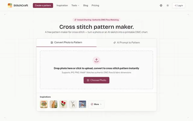 Screenshot of Free Cross Stitch Pattern Maker | StitchCraft