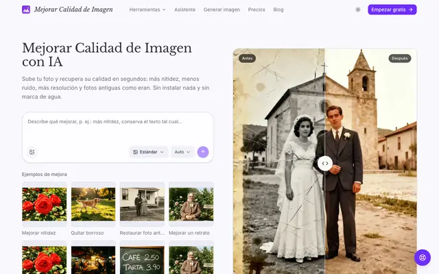 Screenshot of Mejorar Calidad de Imagen Gratis con IA | Online