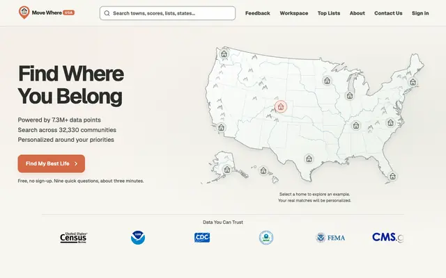 Screenshot of Move Where USA