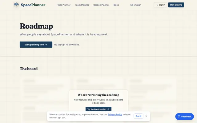 Screenshot of Roadmap | Space Planner