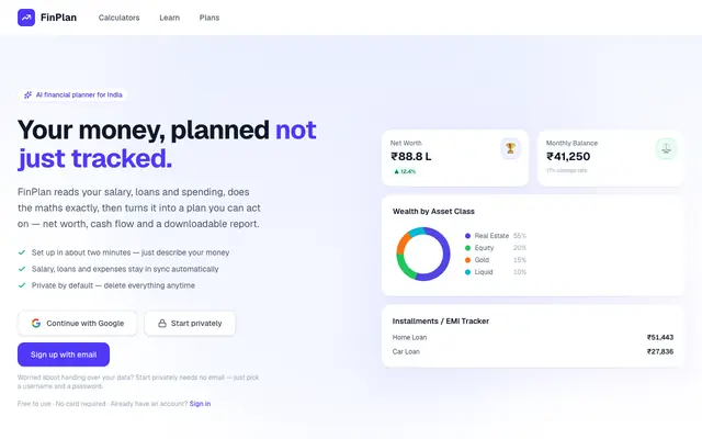 Screenshot of FinPlan – Your AI-Powered Financial Advisor