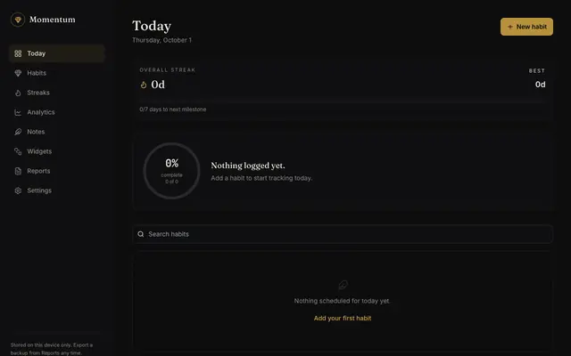 Screenshot of Momentum — Habit Tracker
