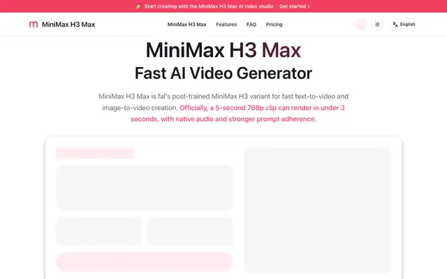 Screenshot of MiniMax H3 Max: Fast AI Video Generator | 768p