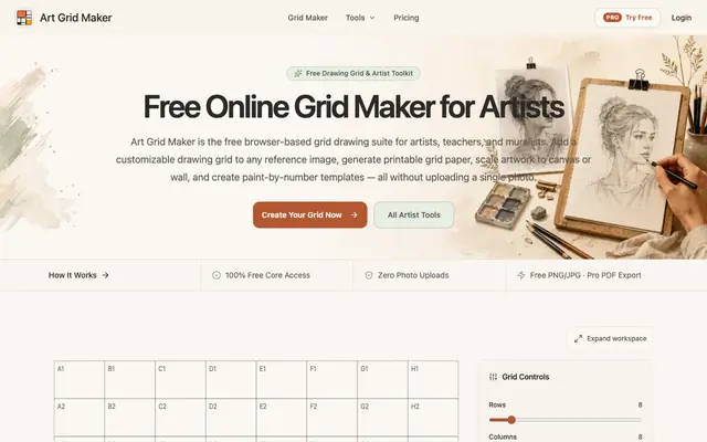Screenshot of Art Grid Maker — Free Grid Maker & Artist Toolkit