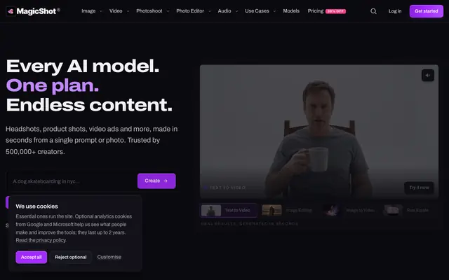 Screenshot of MagicShot — AI Image, Video & Audio Generator in One Plan