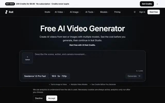 Screenshot of Ikat — AI Creative Studio