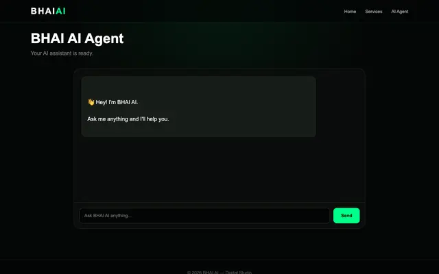 Screenshot of BHAI AI — 3D Digital Studio