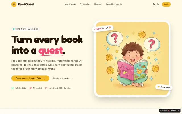 Screenshot of ReadQuest — Read more, win more