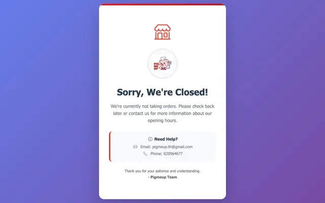 Screenshot of Sorry, We're Closed - Pigmeup