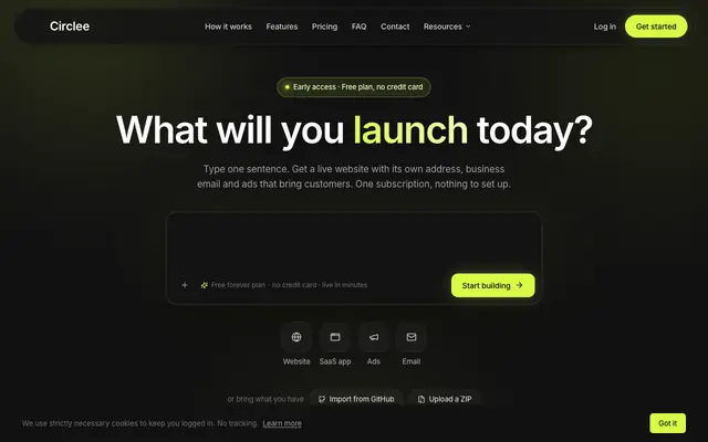 Screenshot of Circlee.ai — #1 AI Business Tool For Everything