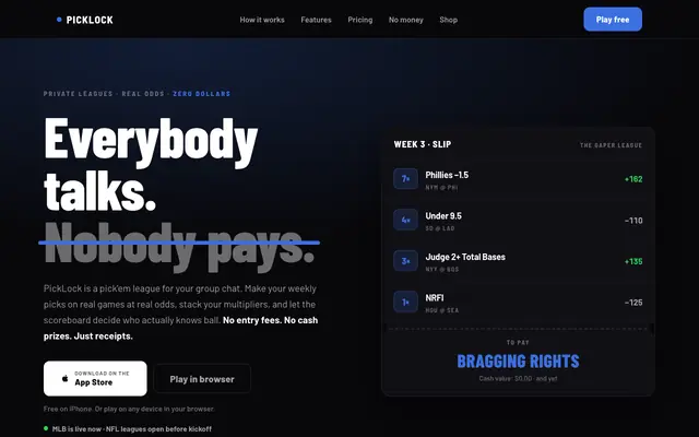 Screenshot of PickLock — the pick'em league for your group chat