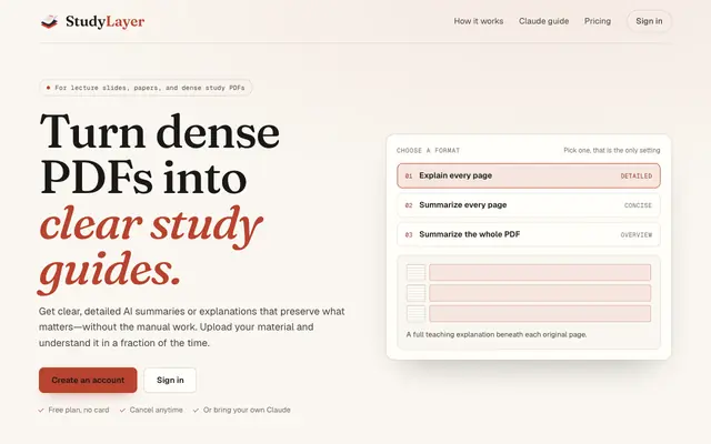 Screenshot of StudyLayer - Controllable PDF study notes