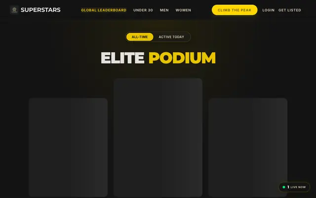 Screenshot of Superstars — Global Elite Leaderboard & Bio Ranking Platform