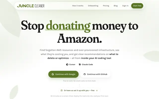Screenshot of Jungle Cleaner — Stop donating money to Amazon