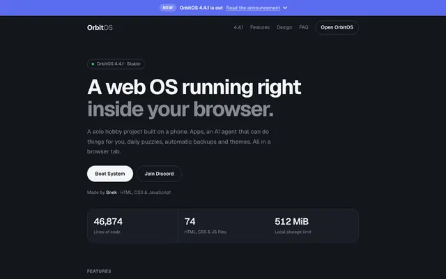 Screenshot of Orbit OS | Web OS