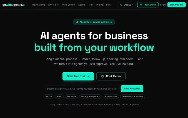 Screenshot of GoWithAgentic.ai - AI Business Automation Platform