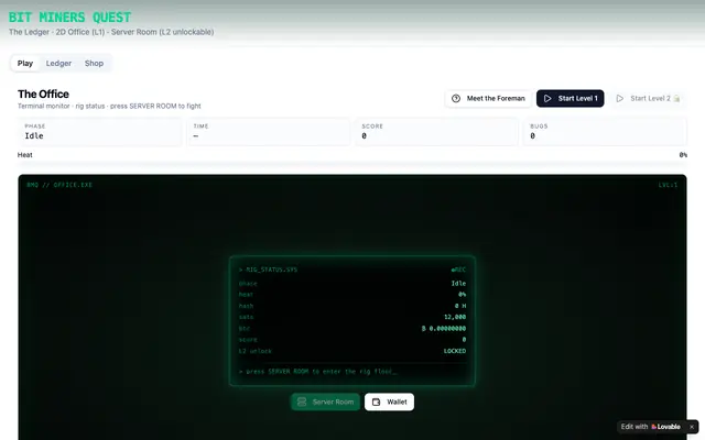 Screenshot of Bit Miners Quest — The Ledger