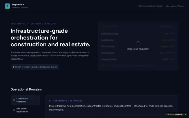 Screenshot of Stephanie.ai — CEO, NoblePort Systems