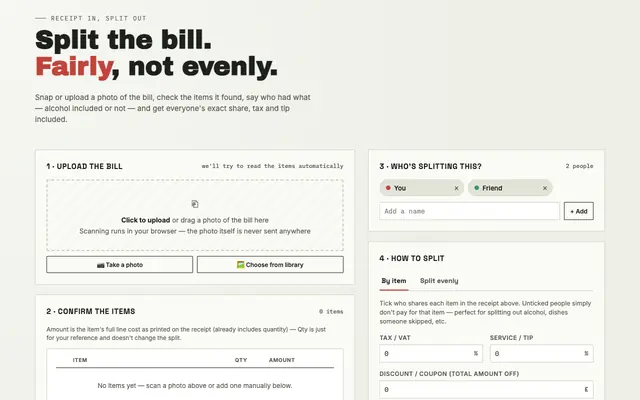 Screenshot of Split the Bill