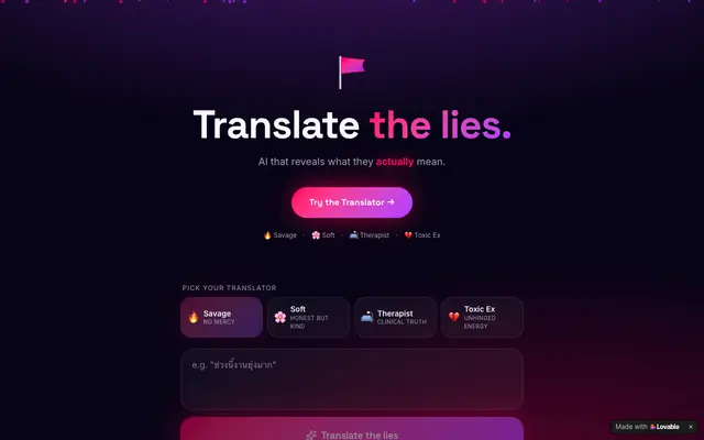 Screenshot of Red Flag Translator