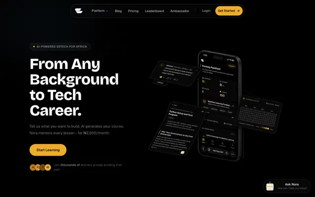 Screenshot of Nannoy - AI Tech Courses for Nigerians | Learn, Get Certified & Get Hired