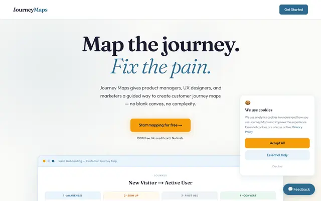 Screenshot of Journey Maps — Free Customer Journey Mapping Tool