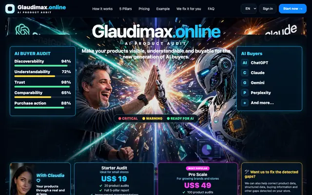 Screenshot of Glaudimax AI — AI Buyer Simulator