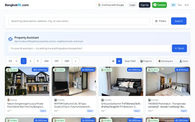 Screenshot of BangkokRE.com - Bangkok Real Estate