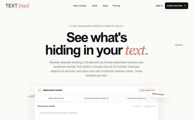 Screenshot of AI Text Rewriter & Unicode Text Tools