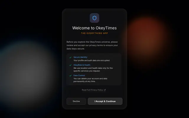 Screenshot of OkeyTimes — The Everything App | Social, Ride-Hailing, AI & Games