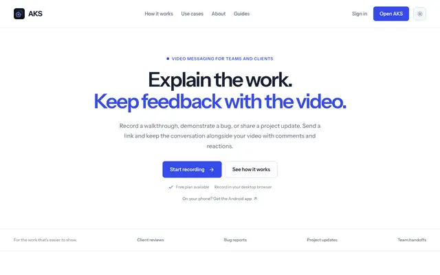 Screenshot of Aks Screen Recorder — Record, Explain & Share