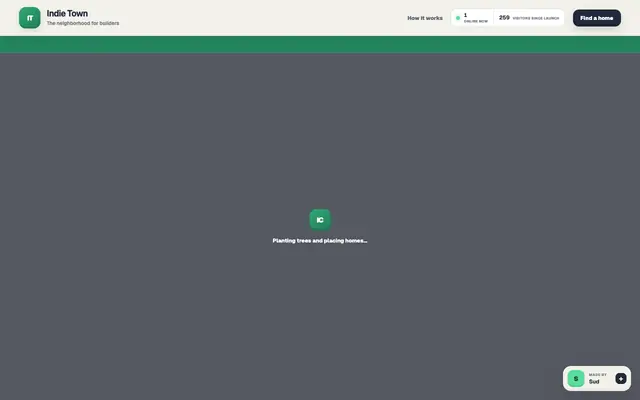 Screenshot of Indie Town — Book a home for your product