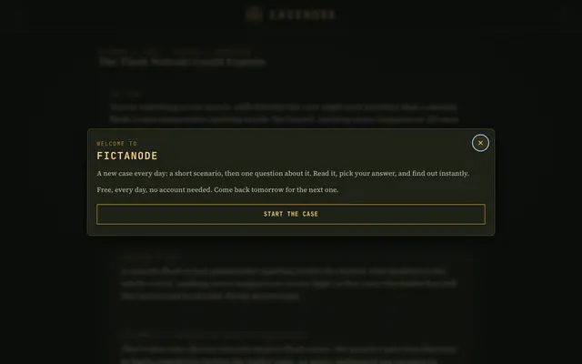Screenshot of FictaNode — Puzzles you solve as you read