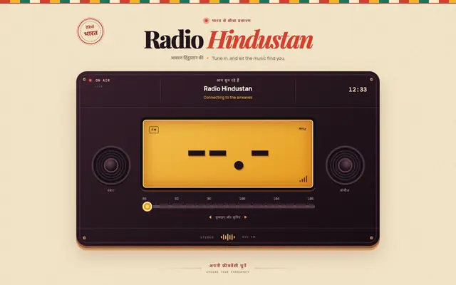 Screenshot of Radio Hindustan | Live Hindi FM — Bhajan, Old Is Gold & Romantic