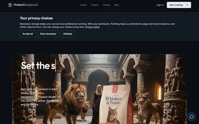 Screenshot of AI Backplate Generator for Product Compositing